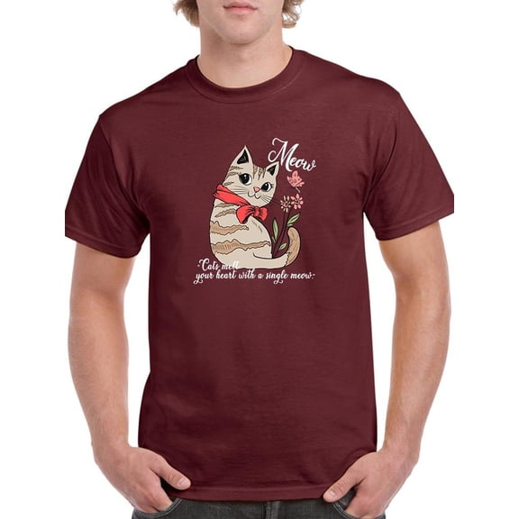 Cats Melt Heart Meow Quote T-Shirt Men -Image by Shutterstock, Male Small