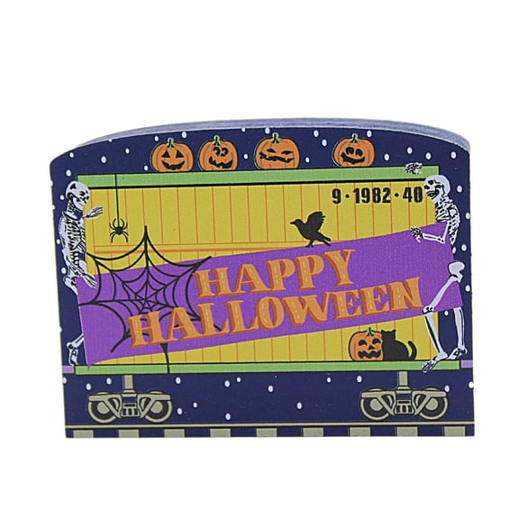 Cats Meow Village Halloween Greeting Train Car Skeletons Casper Pumpkins 22634