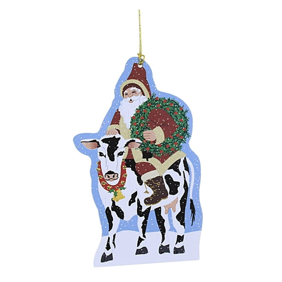 Cats Meow Village Santa Arrives On A Holstein. Ornament 40Th Anniversary 22695