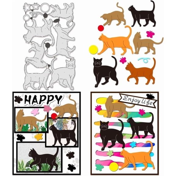 Cats Metal Cut Die Animals Theme Pattern Embossing Stencils Template for Making Photo Decorative Paper Scrapbooking 0.08cm Thick