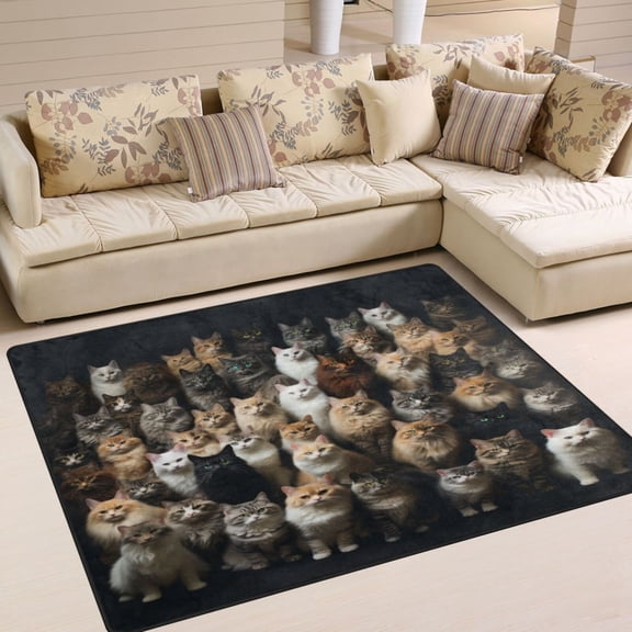 Cats Mountain Area Rug Washable 80 x 58 Floor Carpet Mat Non Slip for Bedroom Living Room Home Decor
