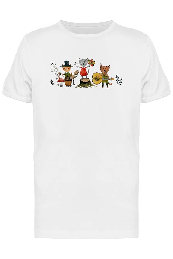 Cats Musicians In A Band Doodle Tee Men's -Image by Shutterstock