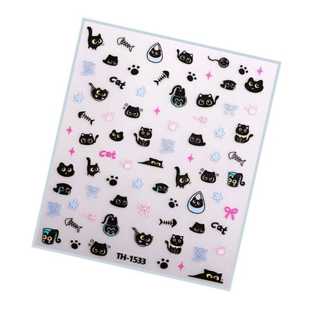 Cats Nail Art Stickers French Nail Decals Star Bowknot Designs Nail Art Decals