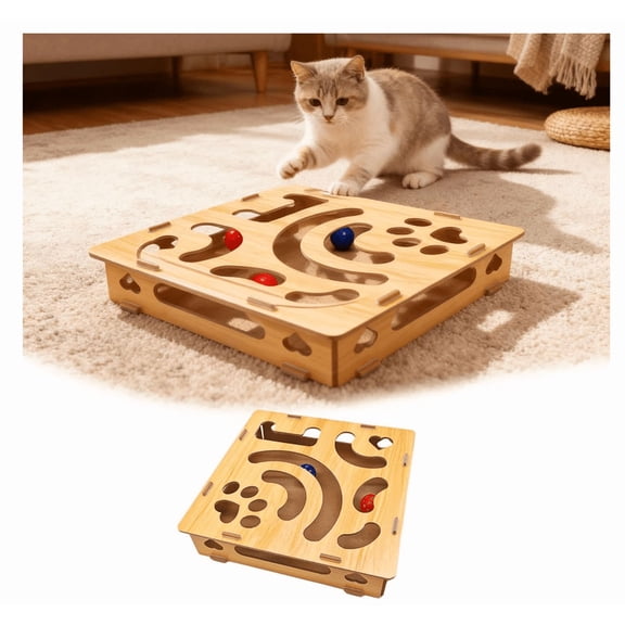 Cats Nail File Scratch Enrichment Box - Cats Scratch Puzzle Enrichment Box Nail File Stress Free Alternative to Clippers and Grinders, Interactive Cats Toy Puzzle Toys with 2 Balls for Cats