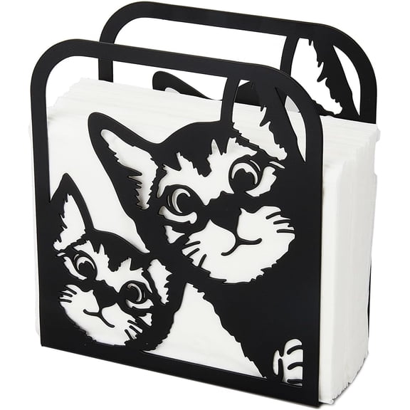 Cats Napkin Holder for Tables Iron Tissue Holder Cute Cats Freestanding Napkin Dispenser Tabletop Tissue Stand Rustic Paper Holders for Kitchen Table Farmhouse for DIY