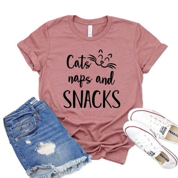 Cats Naps & Snacks Shirt Women's Kitty Tshirt Pet Shirts Animal Lover Gift Kitten T-shirt Paw Owner Tee
