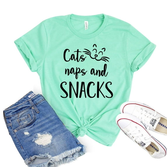 Cats Naps & Snacks Shirt Women's Kitty Tshirt Pet Shirts Animal Lover Gift Kitten T-shirt Paw Owner Tee