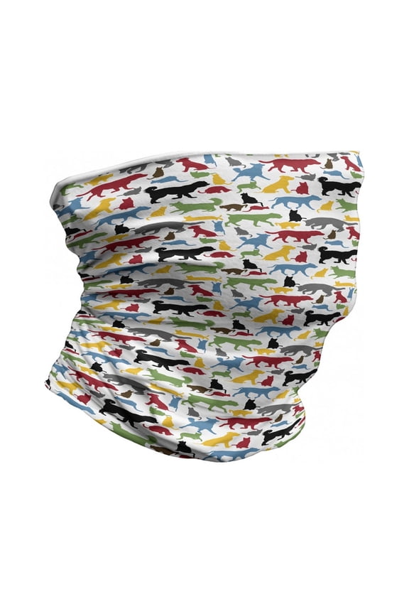 Cats Neck Gaiter, Colorful Cats and Dogs, Unisex, Multicolor, by Ambesonne