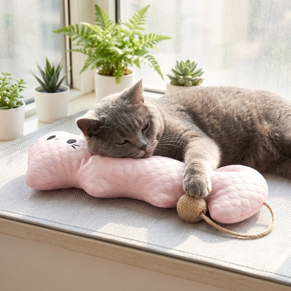 Cats Neck Pillow, Pet Cooling Pillow, Stuffed Interactive Cushion for Small Medium Large Cats Puppy Living Room Balcony Garden Indoor Outdoor