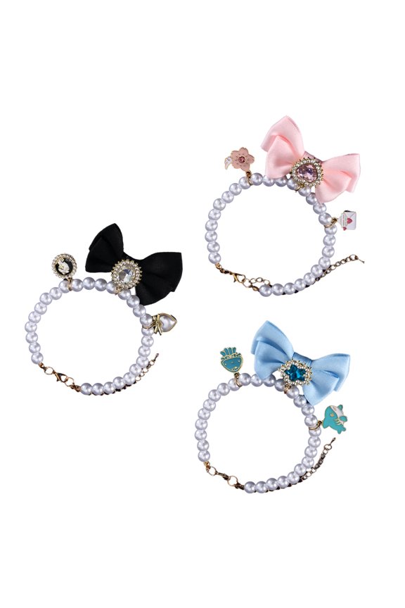 Cats Necklaces Suit Collar Crystal Princess Collar Wedding Photo Props Holiday Collar Pearls for Princess