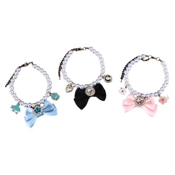Cats Necklaces Suit Collar Crystal Princess Collar Wedding Photo Props Holiday Collar Pearls for Princess