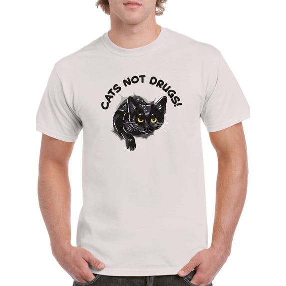 Cats Not Drugs! T-Shirt Men -Smartprints Designs, Male XX-Large