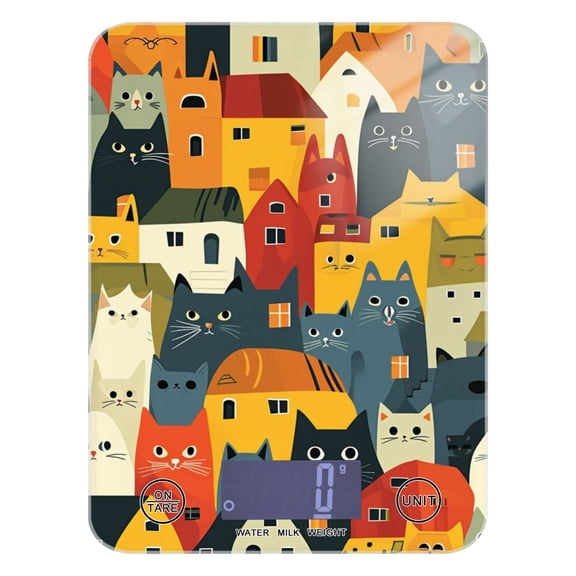 Cats Or Houses Food Scale Digital Kitchen Scale Waterproof Tempered Glass Tare Function 11 lb for Baking Cooking Meal Prep