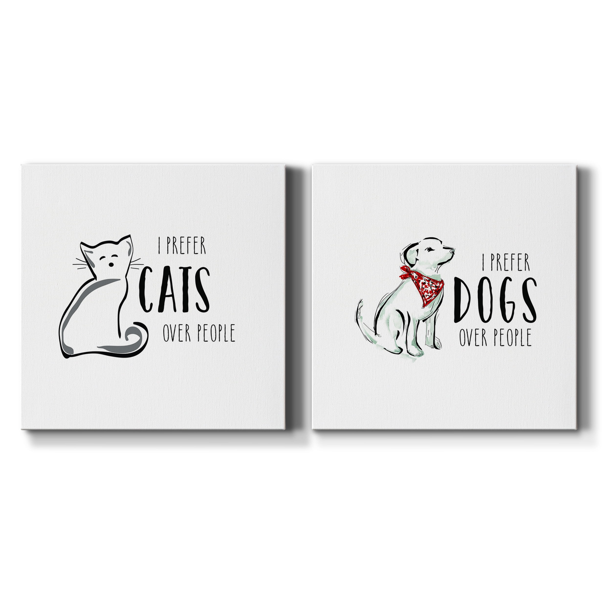 Cats Over People - Premium Gallery Wrapped Canvas - Ready to Hang Set of 2 - 32 x 32 Each