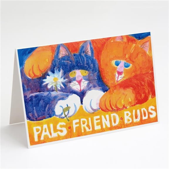 Cats Pals Friends Buds Greeting Cards & Envelopes - Pack of 8
