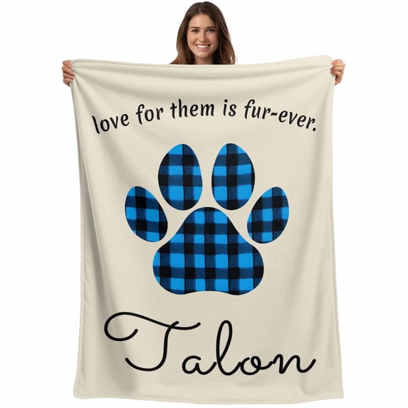Cats Pawprints Blanket Soft Cozy Warm Throw Blanket for Couch, Plush Fuzzy Flannel Fleece Blankets for Sofa, Yellow Black Buffalo Plaid Simple Beige Bed Blankets Lightweight Gifts for Women, 50"x60"