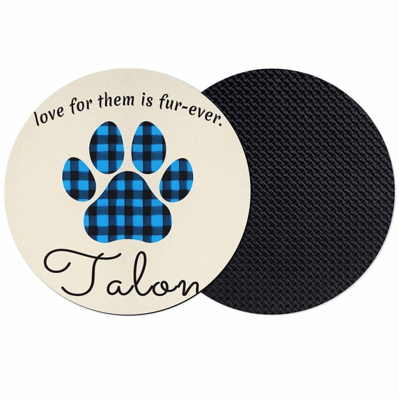 Cats Pawprints Coasters Set of 2, Absorbent Coasters for Drinks, Yellow Black Buffalo Plaid Simple Beige Coaster for Desk Coffee Table Protection, Home Decor House Warming Gifts 4"