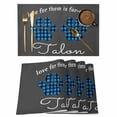 thumbnail image 1 of Cats Pawprints Placemats Set of 4, Blue Black Buffalo Plaid Pets Paw Grey Placemats for Dining Table, Place Mats for Kitchen Tabletop, Waterproof Wipeable Dining Table Mats Set, 1 of 9