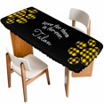 thumbnail image 1 of Cats Pawprints Table Cloths for 8 Foot Rectangle Tables, Yellow Black Buffalo Plaid Pets Paw Patio Waterproof Elastic Fitted Tablecloths, Washable Rectangular Table Cover for Camping, 1 of 8