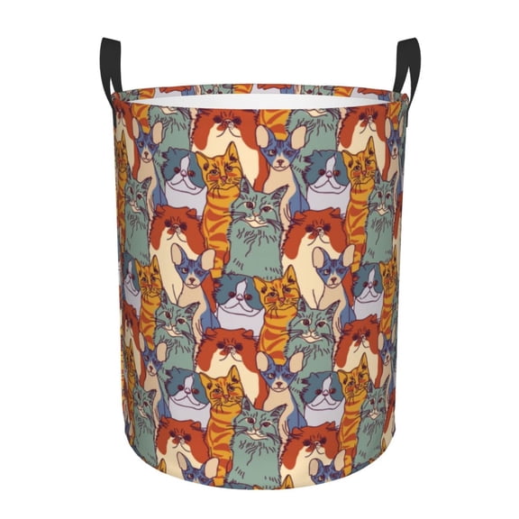 Cats Pets Cute Foldable Laundry Hamper with Handle Storage Basket for Clothes Toys & Organizing