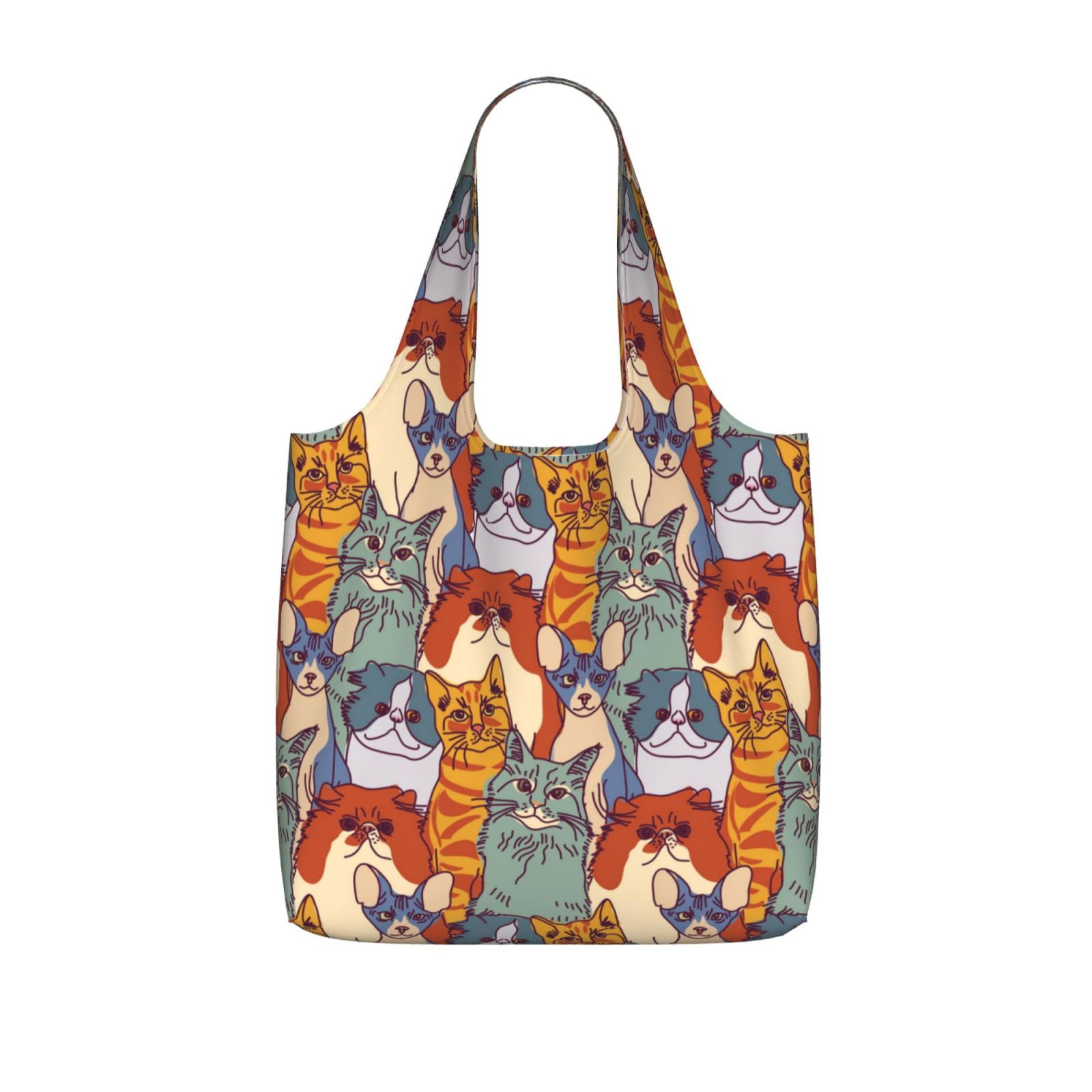 Cats Pets Cute Foldable Reusable Shopping Bag Large Capacity Tote ...