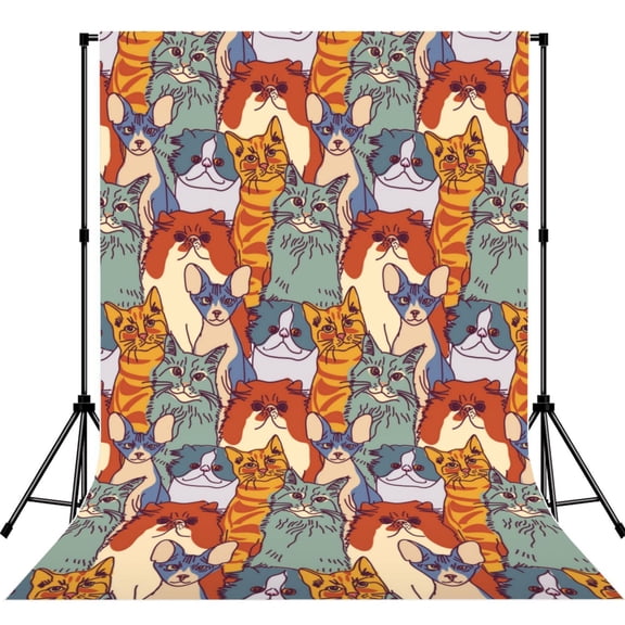 Cats Pets Cute Photography Backdrop 5x7Ft Background for Photo Studio Video Recording Birthday Party Wedding Home Decor