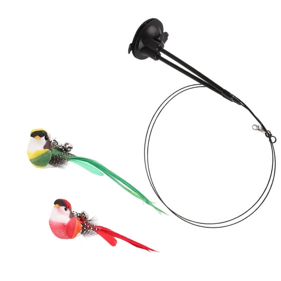 Cats Play Birds Toy Set With Rebounding Spring Mechanism And Floor Suction Cup
