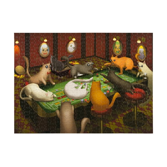 Cats Playing Craps 500 Piece Puzzle by Exploding Kittens
