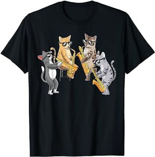 Cats Playing Saxophone Jazz Sax Musician Saxophonist T-Shirt - Walmart.com