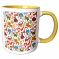 thumbnail image 1 of 3drose, Cats, Porcupines, Deer, Rabbits, Tigers, Zebras, Butterflies and Child Pattern, 11oz Two-tone Yellow Mug, 1 of 6