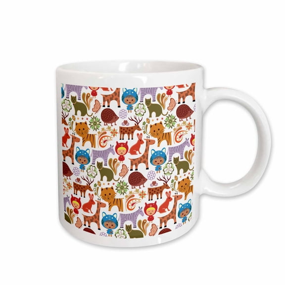 3drose, Cats, Porcupines, Deer, Rabbits, Tigers, Zebras, Butterflies and Child Pattern, 15oz Mug
