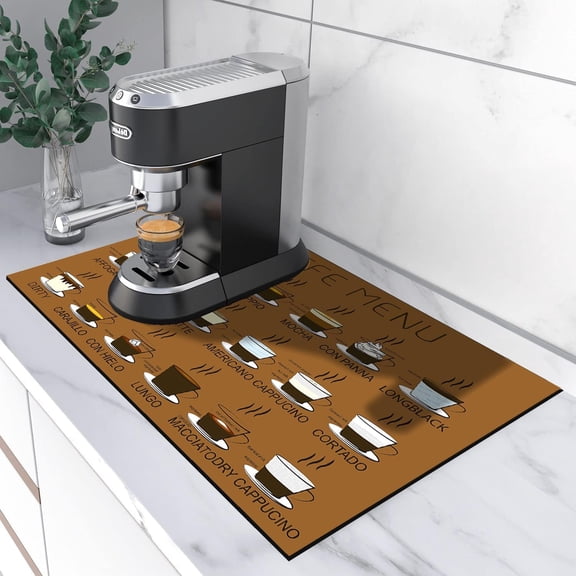 Cats Print Coffee Mats Coffee Bar Mats Suitable For Coffee Machine Coffee Pot, Absorbent Hide Stain Rubber Backed Dish Drying Mats for Kitchen Counter,Coffee Bar Accessories-12"x19"