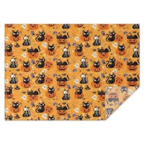 Cats and Pumpkins Halloween Pattern Rectangle Tablecloth 60"x84",Waterproof Polyester Rectangle Table Cloth, Wipeable Spillproof Polyester Tablecloth for Dining, Camping, Indoor and Outdoor