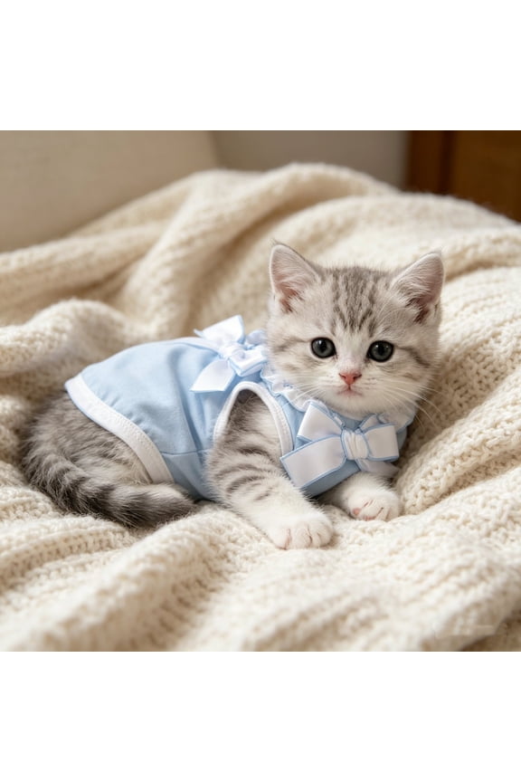 Cats Recovery Suit for Spay Neuter - Anti-Lick Abdominal Protector Soft Breathable Onesie for Post-Surgery Care Suitable 3.5-4kg Cats - Fully Enclosed Design Allows Normal Urination & Defecation