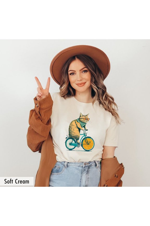 Cats Riding Bicycles Tshirt Cat Riding Funny T-shirt for Women, Cat Lover T-shirt Cute Cat Bicycle Shirt, Gift for Bicycling Tee