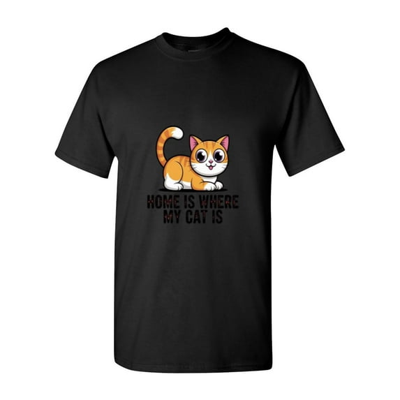 Cats Saying Home Is Where My Cat Is Funny Pet Lover Owner Cute Quote Art T-Shirt, for men & women, up to size 5XL