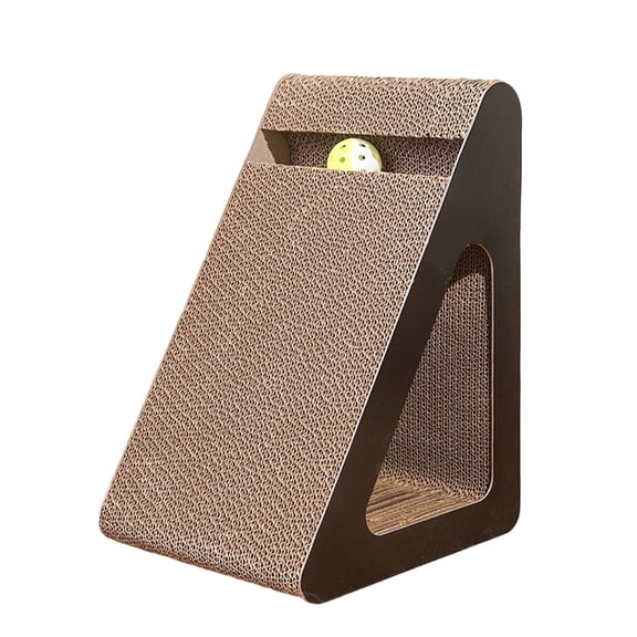 Cats Scratcher Triangle Cardboard Scratching Toy With Rotating Ball Toy For Stress Reduce And Interaction Playtimes