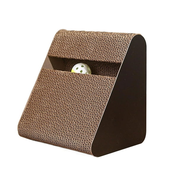Cats Scratcher Triangle Cardboard Scratching Toy With Rotating Toy For Stress Reduce And Interaction Playtimes