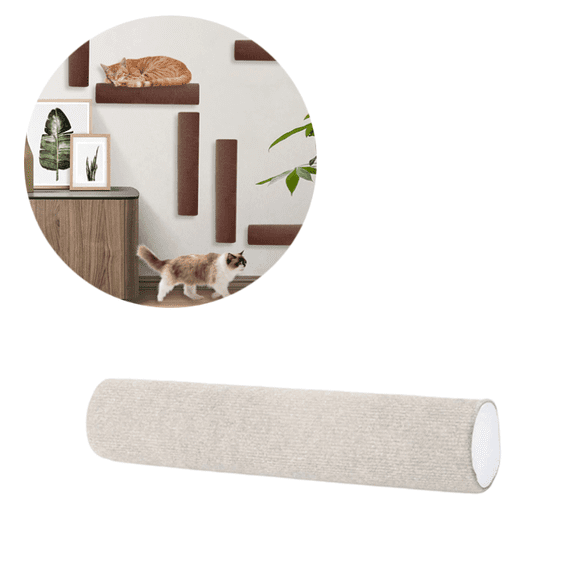 Cats Scratching Board Wall Mounted Cats Tree Self-Adhesive Cat Scratching Post Wall Cats Toy Climbing Ladder Cats Wall Decal Self-Adhesive Wall Mounted Cat Climbing Frame - (Beige)