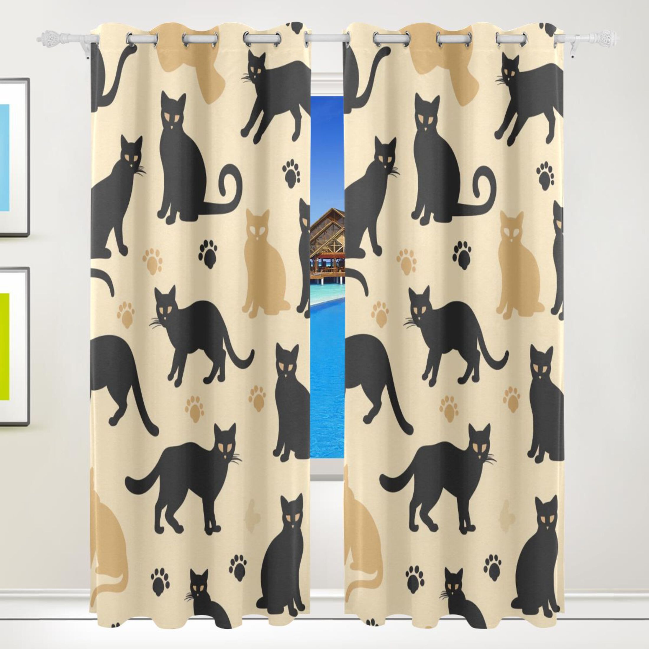 Abstract Cats Quilted Curtains NCU0PTT2172