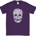 thumbnail image 1 of Cats Skull T-Shirt Funny Feline Animal Lover Kitten Biker Humor Tee - Purple, L, 1 of 1