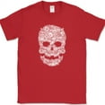 thumbnail image 1 of Cats Skull T-Shirt Funny Feline Animal Lover Kitten Biker Humor Tee - Red, M, 1 of 1