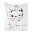 thumbnail image 1 of Cats Soft Flannel Fleece Blanket, My Princess Cursive Hand Lettering Along Crown Kitten on Plain Backdrop, Cozy Plush for Indoor and Outdoor Use, 60" x 80", Rose Charcoal Grey White, by Ambesonne, 1 of 5