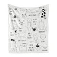 thumbnail image 1 of Cats Soft Flannel Fleece Throw Blanket, Doodle Composition of Animals with Various Words Hand Drawn Design, Cozy Plush for Indoor and Outdoor Use, 50" x 60", Dark Brown White, by Ambesonne, 1 of 5