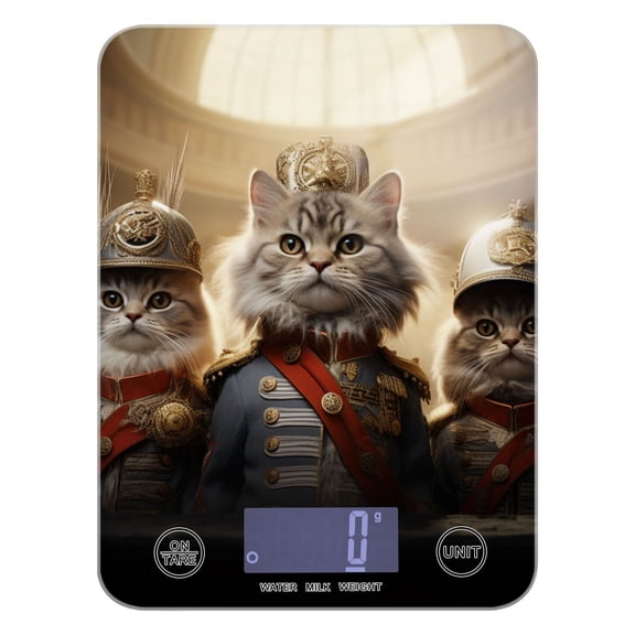 Cats Soldiers Food Scale Digital Kitchen Scale Waterproof Tempered Glass Tare Function 11 lb for Baking Cooking Meal Prep