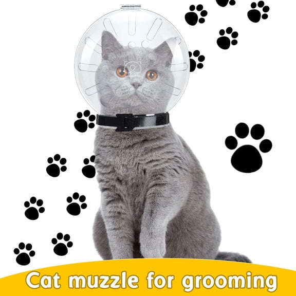 Cats Space Helmet Breathable Collar, Lightweight Protective Elizabethan Collar for Post-Operative Recovery Wound Care and Grooming, Comfortable Adjustable Fit for Kittens to Adult Cats