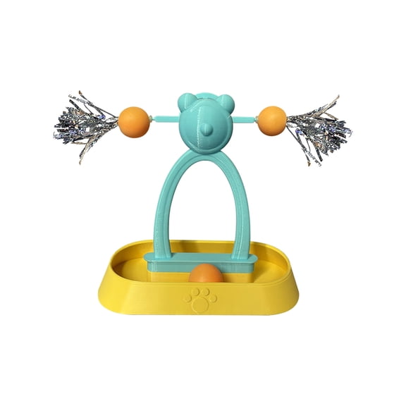 Cats Spinning Wheel Toy, Interactive Teaser Windmill Track with Small Ball for Cats, Durable Plastic Fun for Playtime and Exercise