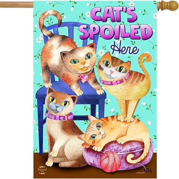 Cats Spoiled Here Humor House Flag 28 x 40