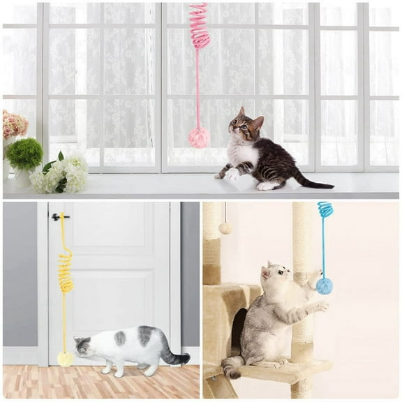 Cats Spring Toys, Self-Play Hanging Stretchable Cats Spring with Bell, 3 Pack Soft Plush Interactive Cats Toys