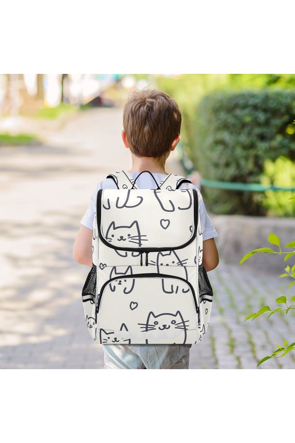 Cats Stick Figure Backpack Big Laptop Backpack Casual Daypack Quilted Large Capacity Large Bookbags